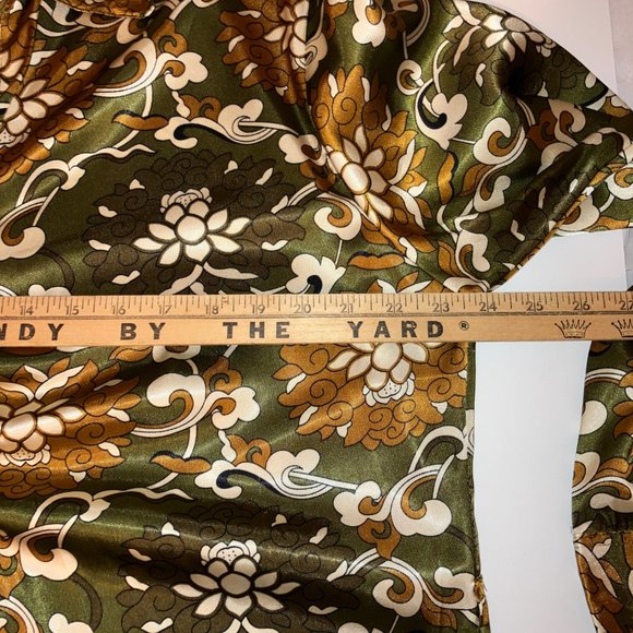 Gold Flava Satin Ruched Button Down Floral Print Blouse Plus Size 18 - Picture 14 of 16